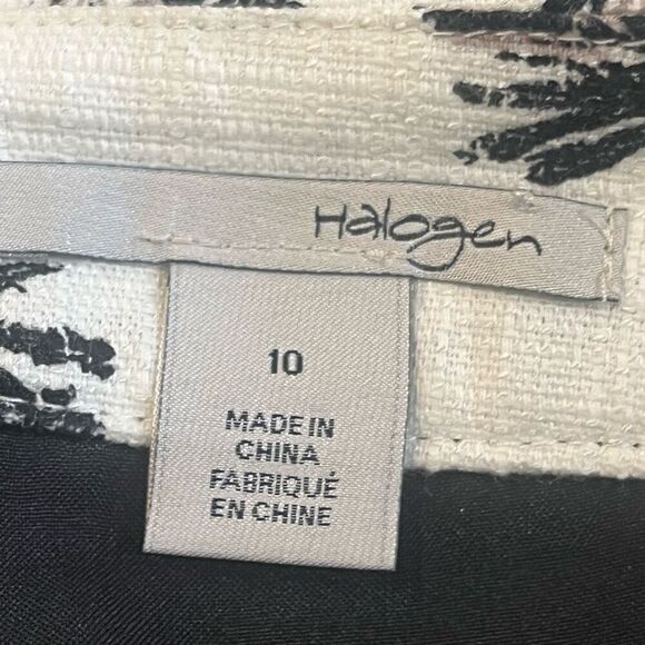 Halogen Black & White Print A Line Skirt Cotton Rayon Sz 10 - Picture 3 of 5